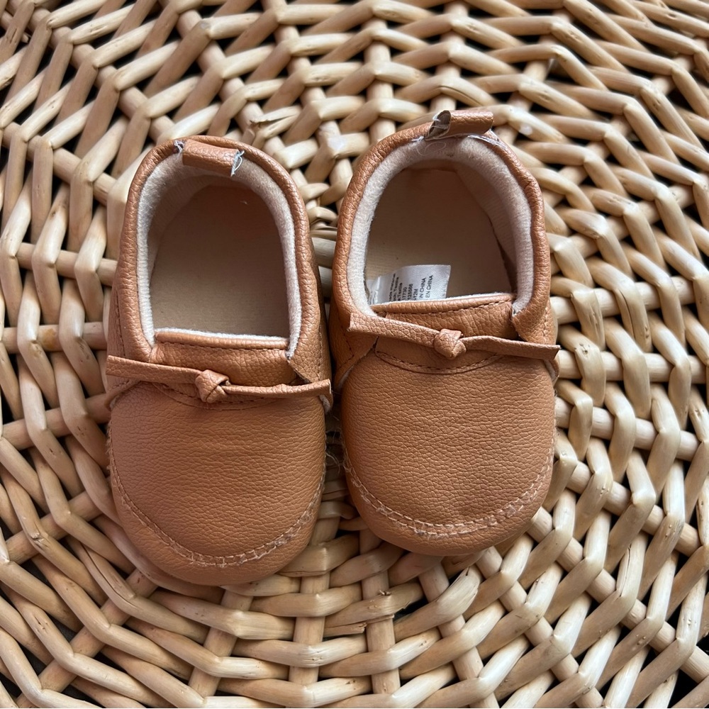 Brown Faux Leather Baby Moccasins